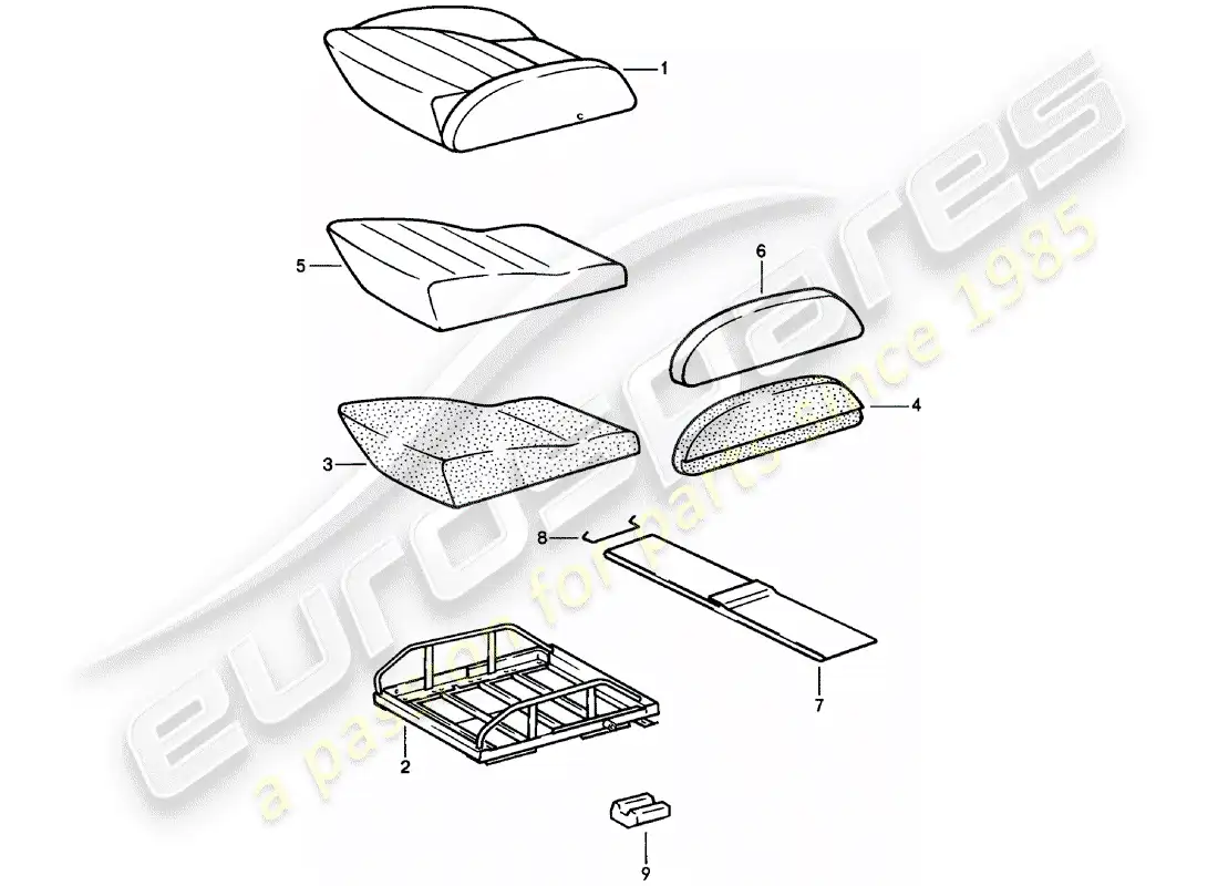 porsche 1981 (911) asiento deportivo - cojín de asiento - piezas individuales - d >> - mj 1980 diagrama de piezas