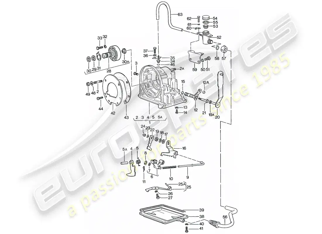 porsche 1977 (924) caja de transmisión - transmisión automática diagrama de piezas