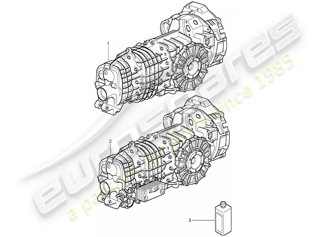 porsche 2004 (996 gt3) caja de cambios - lista para la instalación diagrama de piezas