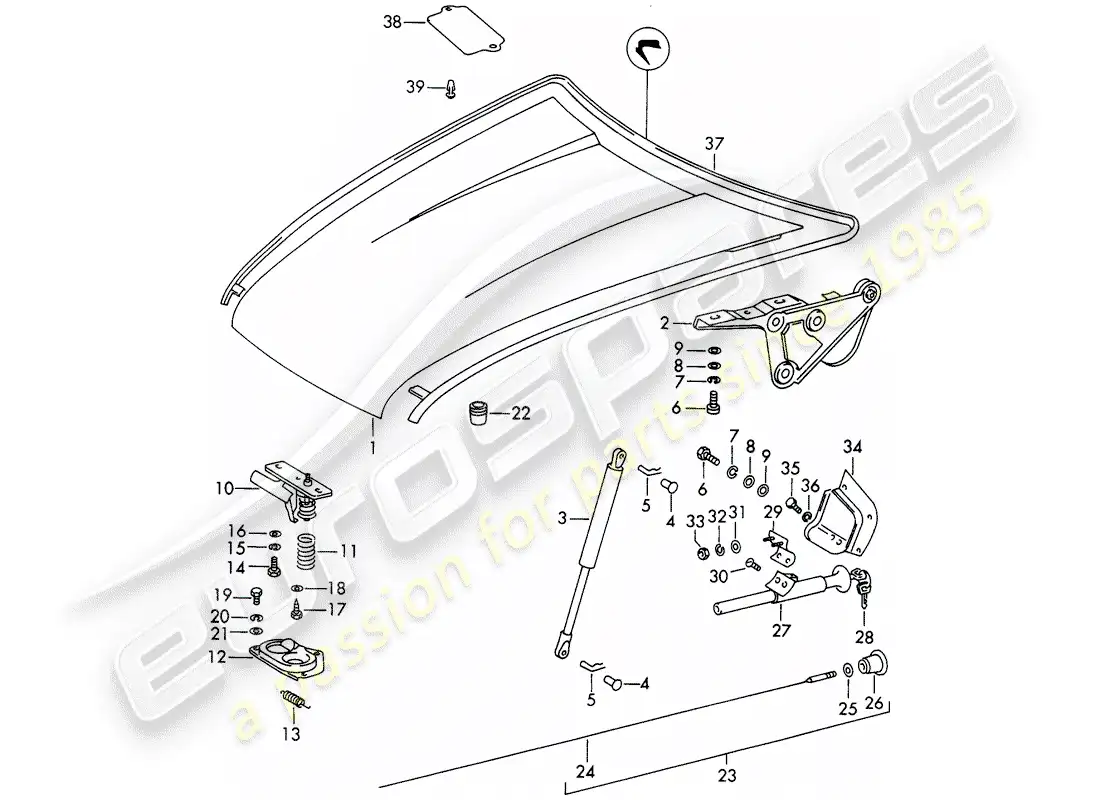 porsche 1969 (911/912) cubrir diagrama de piezas