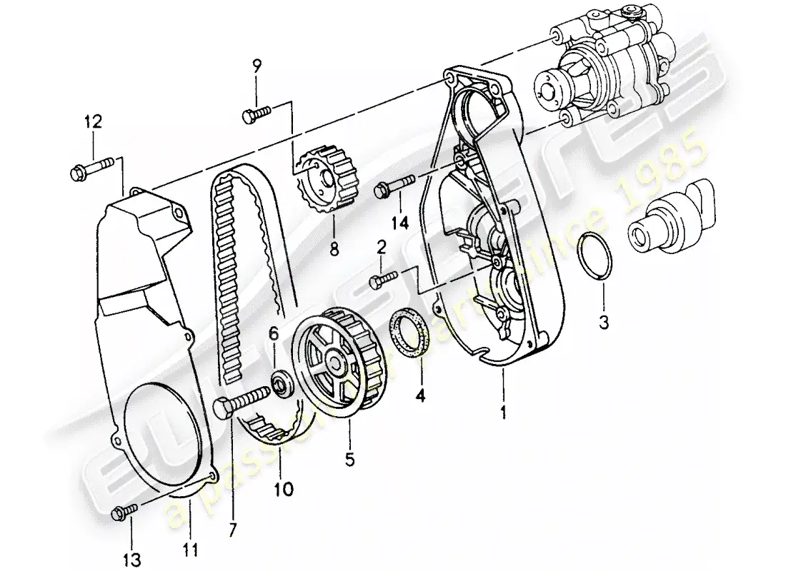 porsche 1997 (993) mecanismo de impulsión - bomba de dirección asistida diagrama de piezas