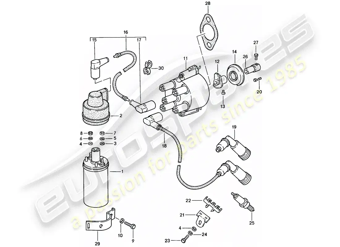 porsche 1988 (924s) electricidad del motor 1 diagrama de piezas