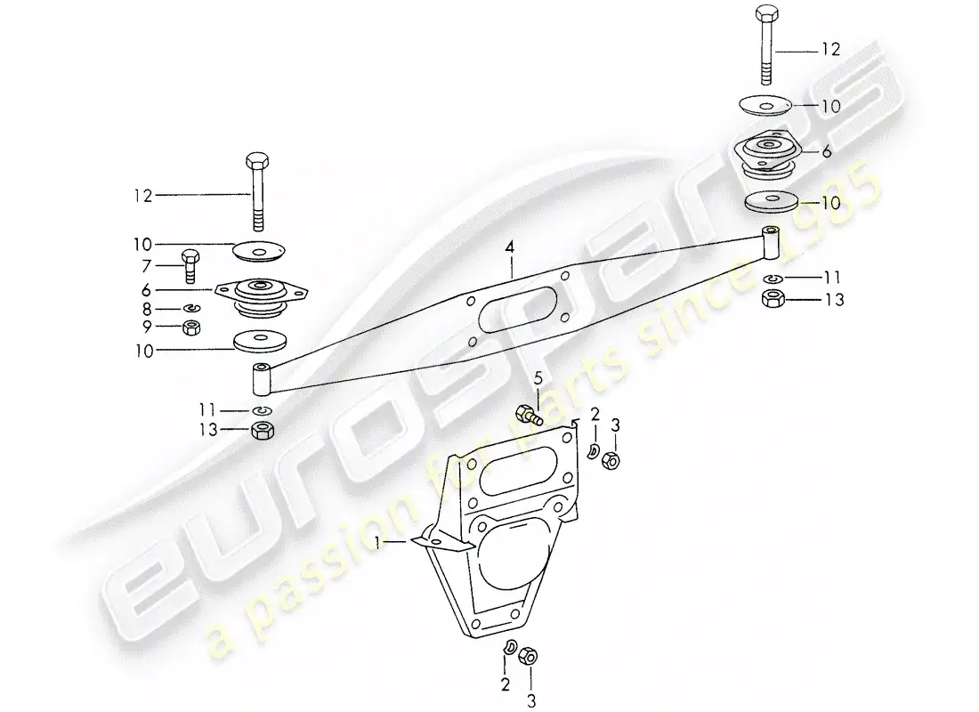 porsche 1972 (911) suspensión del motor diagrama de piezas