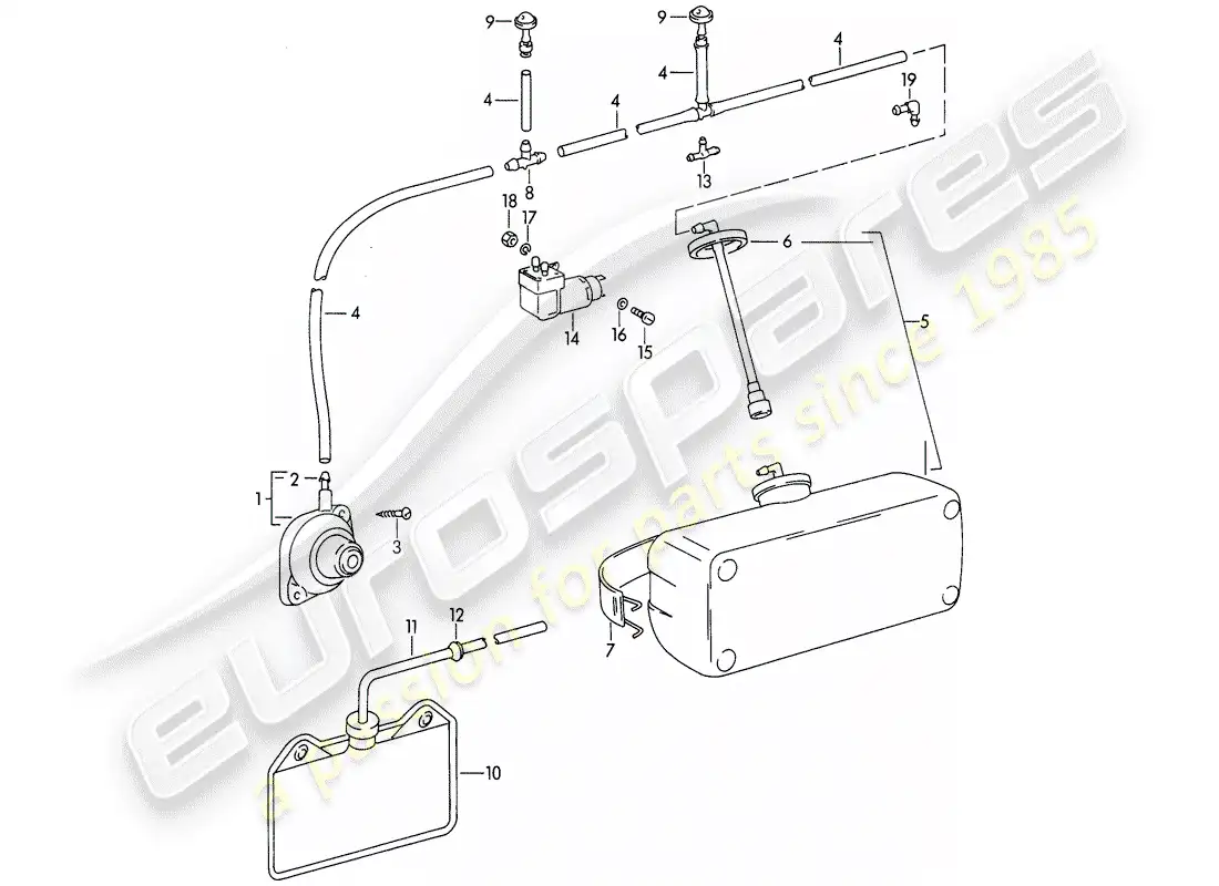 porsche 1964 (356b/356c) windshield washer unit diagrama de piezas