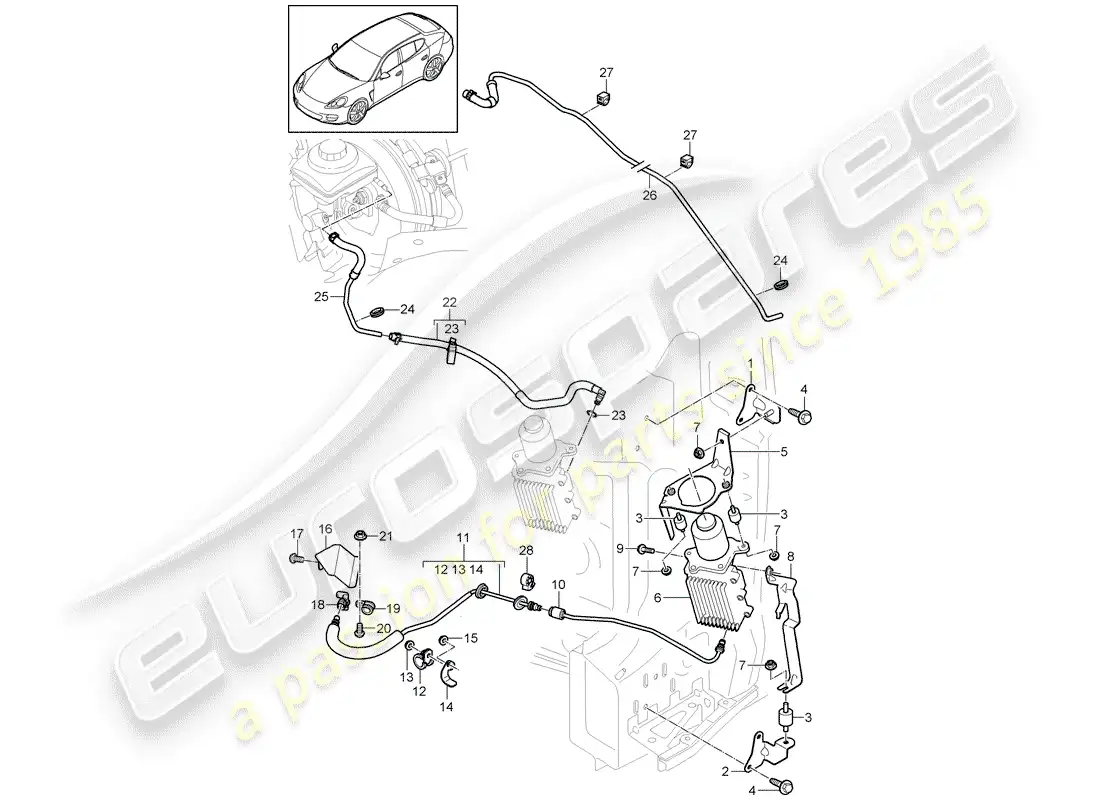 porsche 2012 (panamera 970) mecanismo de control diagrama de piezas