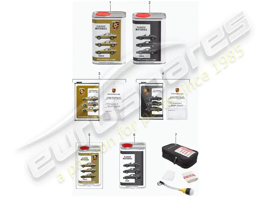 porsche 2017 (accessories) aceite de motor - porsche clásico - 1976-2005 diagrama de piezas