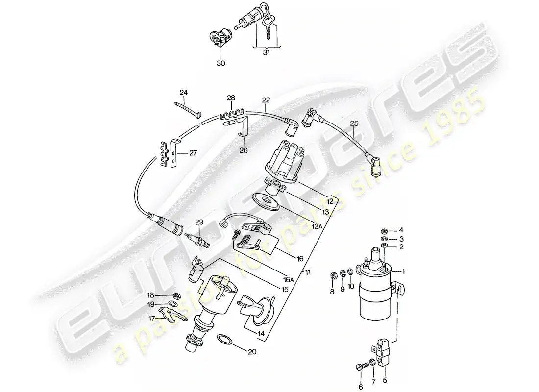 porsche 1977 (924) electricidad del motor 1 diagrama de piezas