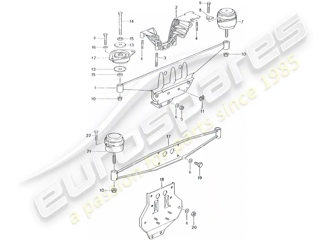 porsche 1996 (993) suspensión del motor diagrama de piezas