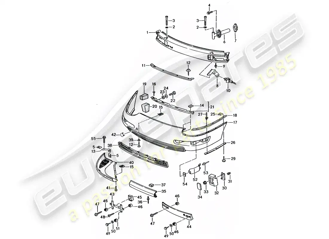 porsche 1995 (993) parachoque diagrama de piezas