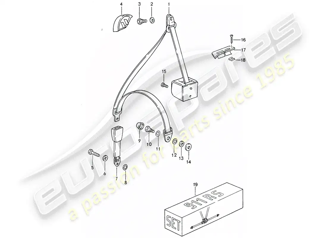 porsche 1994 (993) cinturón de seguridad diagrama de piezas