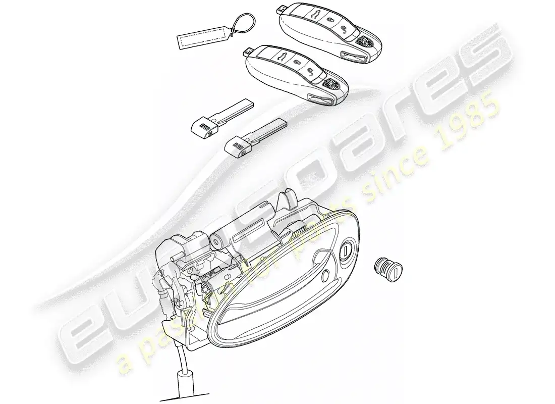 porsche 2013 (panamera 970) juego de cerraduras diagrama de piezas