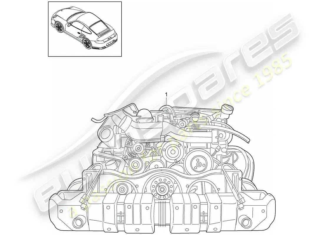 porsche 2011 (997-2 turbo / gt2 rs) diagrama de piezas del motor de repuesto