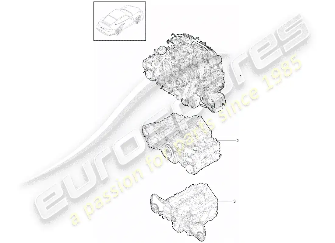 porsche 2011 (997-2 turbo / gt2 rs) diagrama de piezas del motor de repuesto