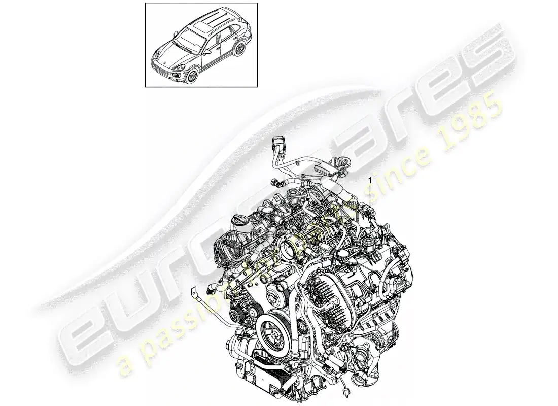 porsche 2017 (cayenne e2 92a) motor de repuesto diagrama de piezas