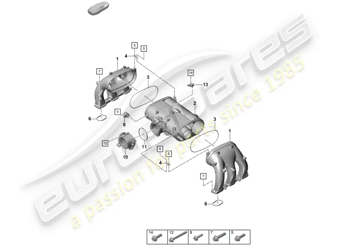 porsche 2020 (718 boxster spyder) distribuidor de aire de admisión diagrama de piezas