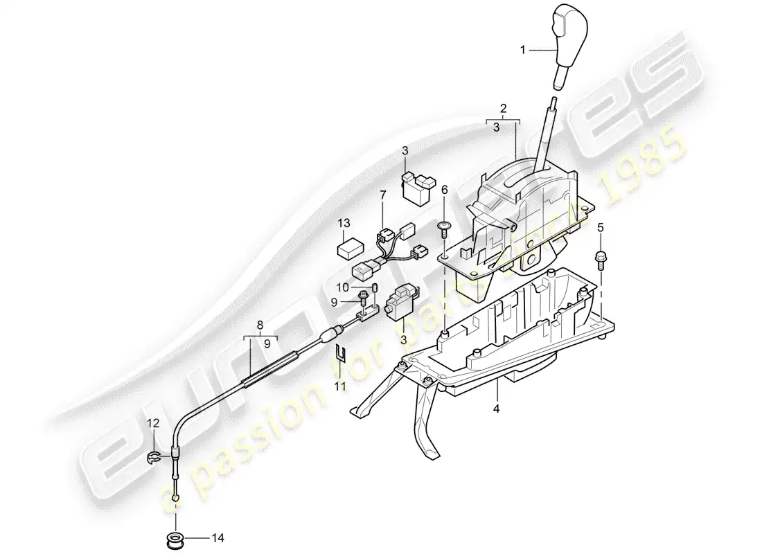 porsche 2007 (cayenne e1 9pa) palanca selectora diagrama de piezas