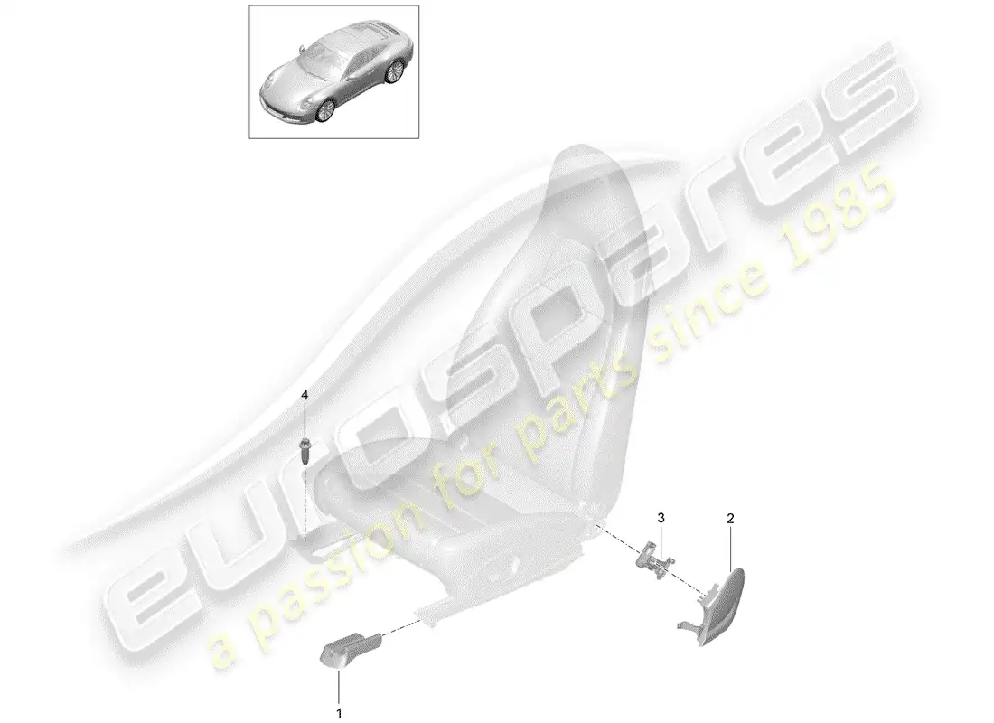 porsche 2018 (991-2) asiento diagrama de piezas