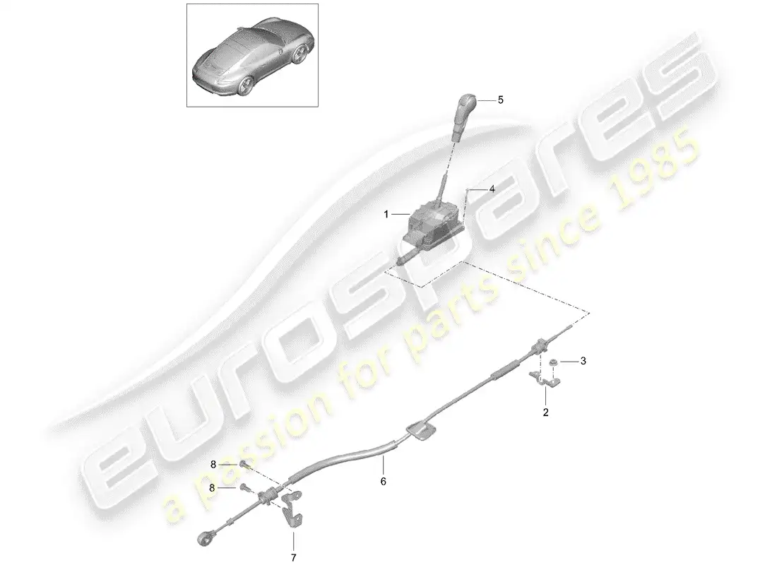 porsche 2015 (991-1) palanca selectora diagrama de piezas