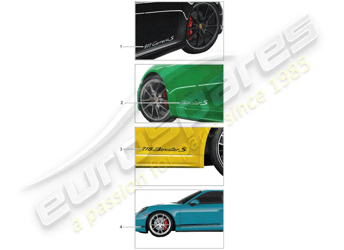 porsche 2013 (tequipment 98x/99x) recortar papel de aluminio diagrama de piezas