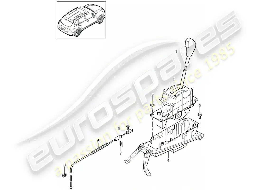 porsche 2011 (cayenne e2 92a) palanca selectora diagrama de piezas