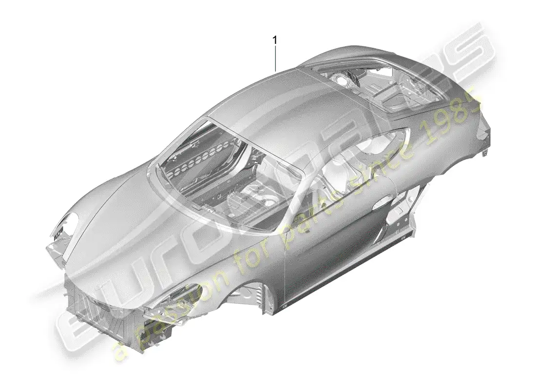 porsche 2016 (981 cayman gt4) diagrama de piezas de la carrocería del coche