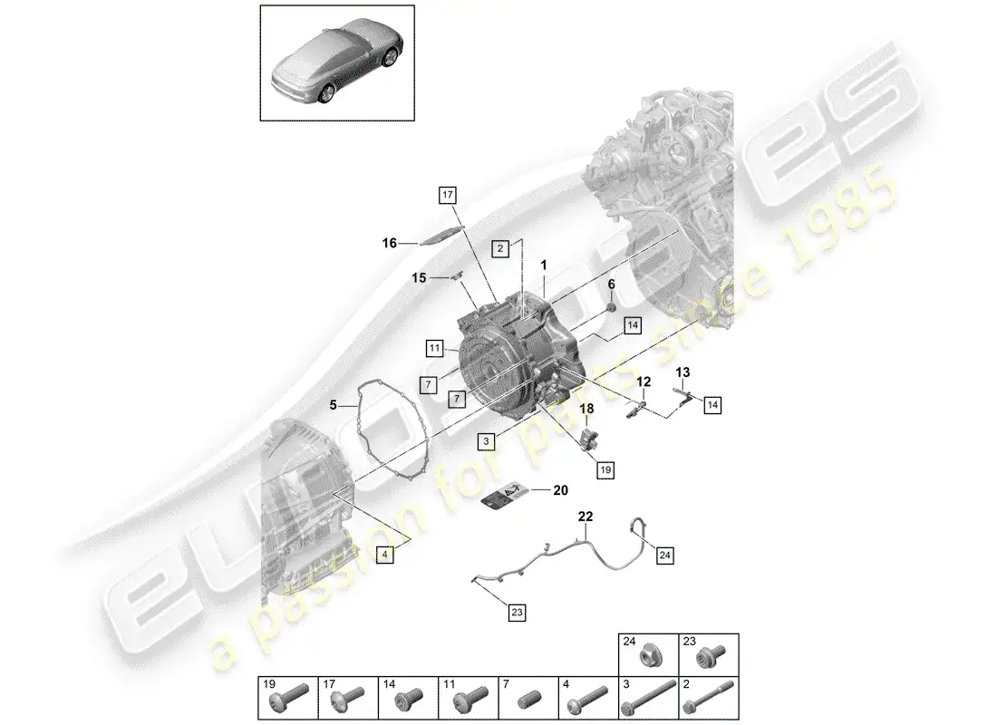 porsche 2017 (panamera 971-1) motor de tracción para elec. conducir diagrama de piezas