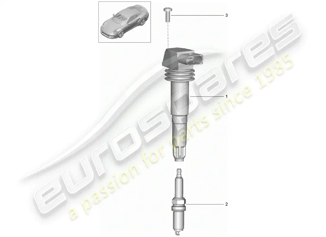 porsche 2017 (991-2 turbo) sistema de encendido diagrama de piezas
