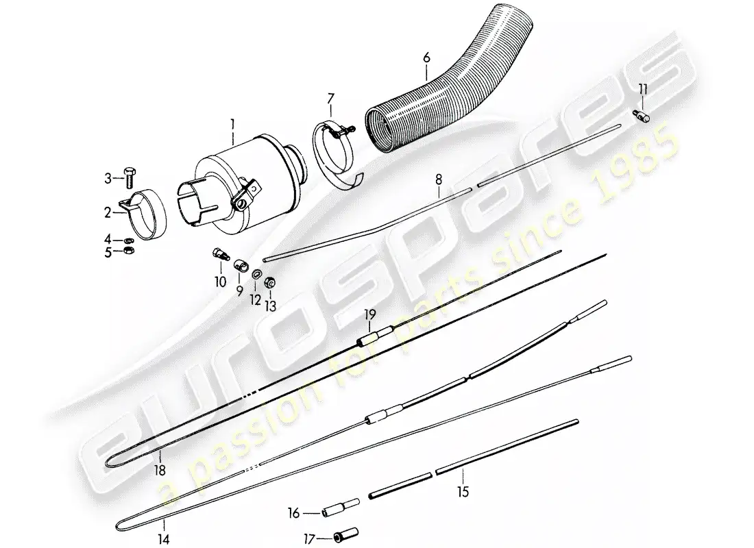 porsche 1964 (356b/356c) caucho - suministro de aire de calefacción diagrama de piezas