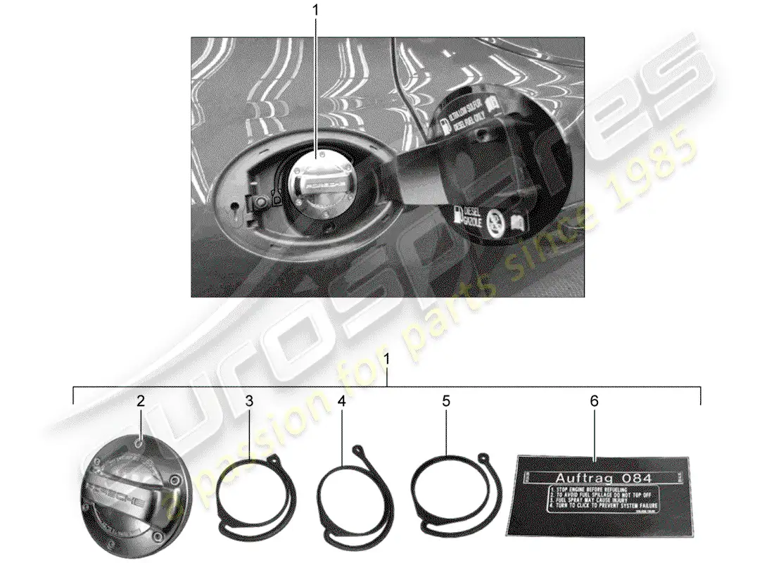 porsche 2011 (tequipment panamera) tapa con correa de sujeción para diagrama de piezas