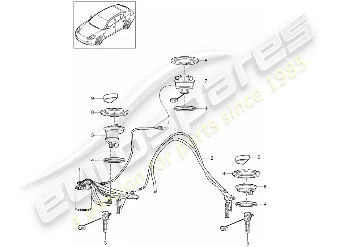 porsche 2013 (panamera 970) depósito de combustible diagrama de piezas