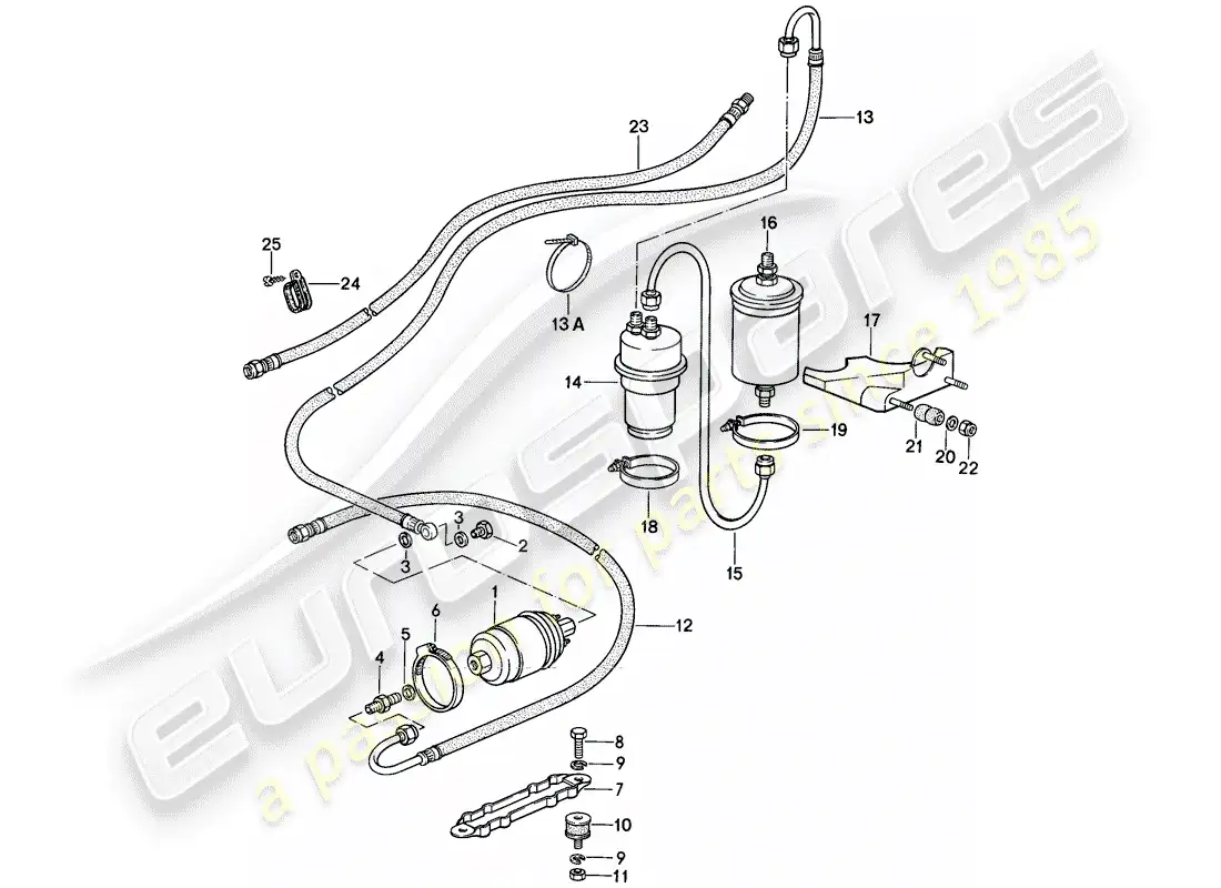 porsche 1986 (911) fuel system diagrama de piezas