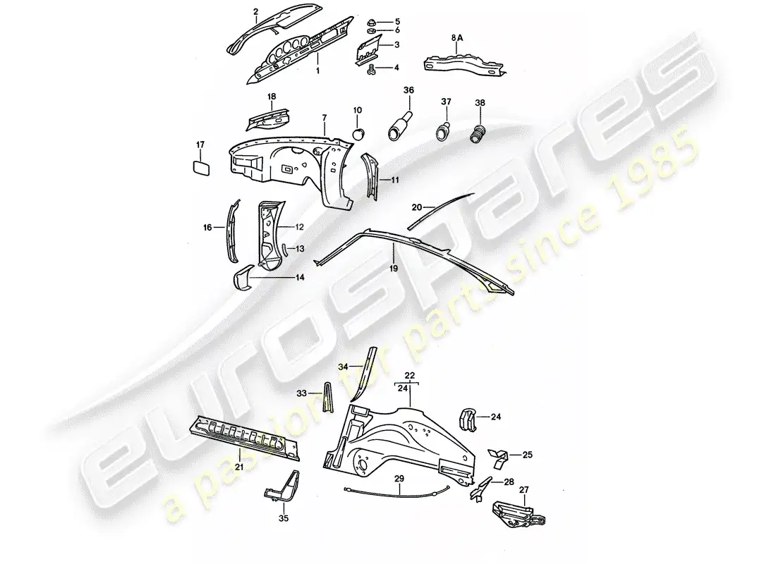 porsche 1988 (911) panel interior diagrama de piezas