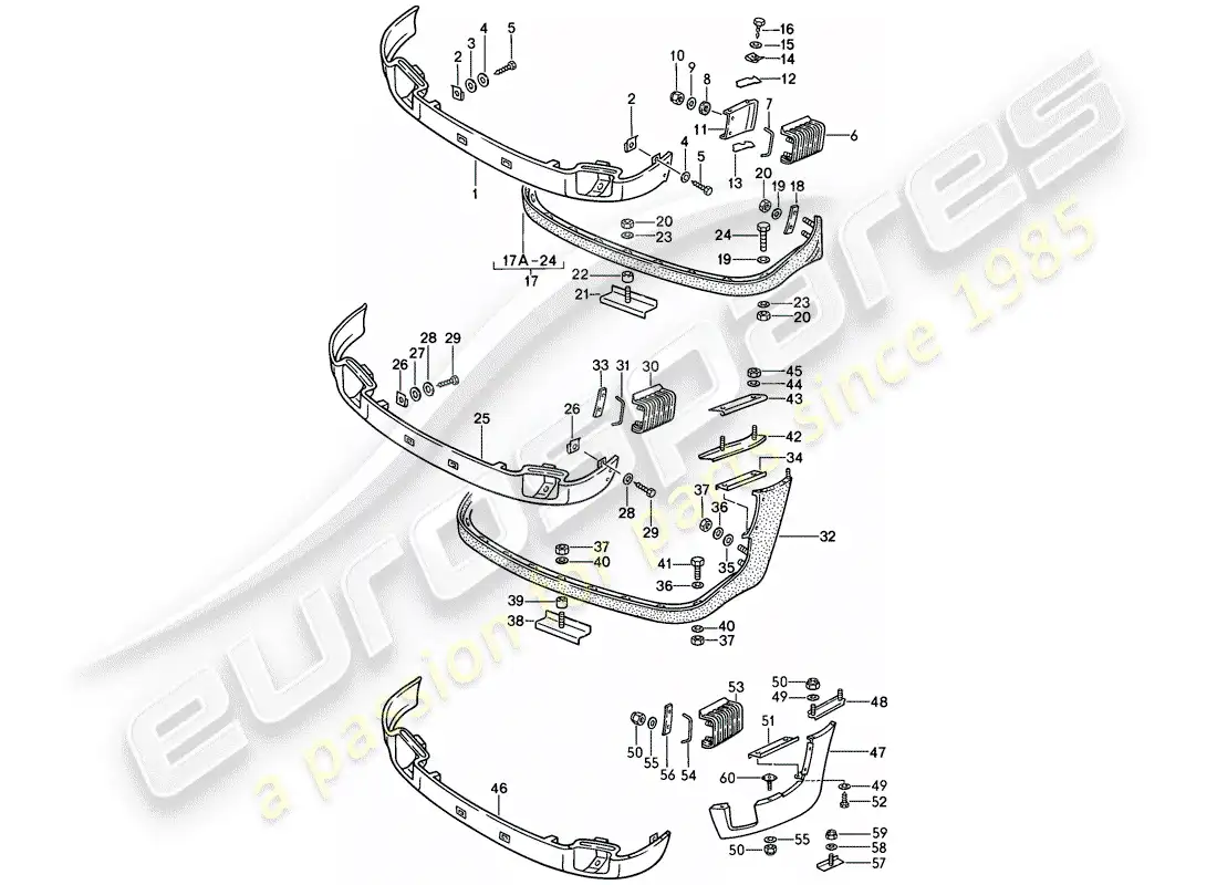 porsche 1989 (911) tapa para parachoques - spoiler delantero - esquema de piezas carrera