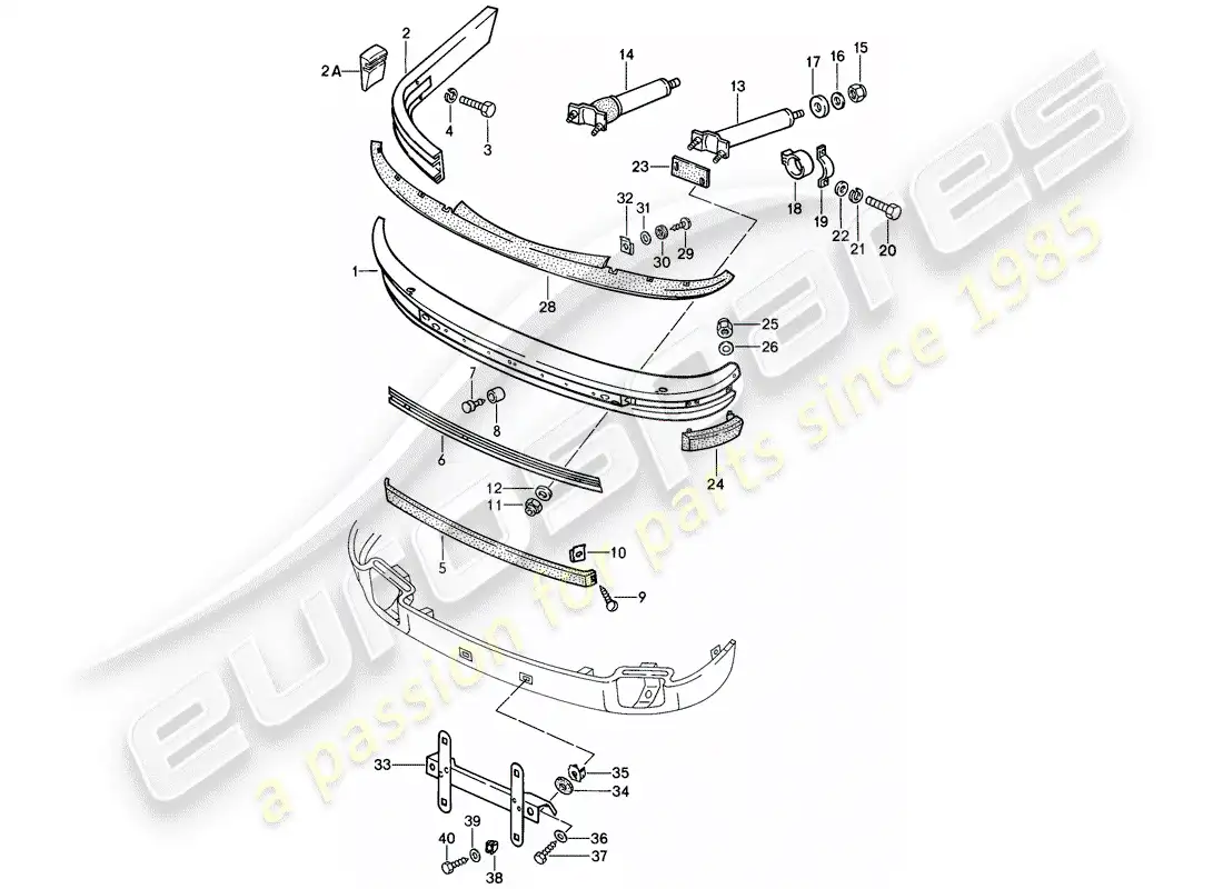 porsche 1989 (911) diagrama de piezas del parachoques