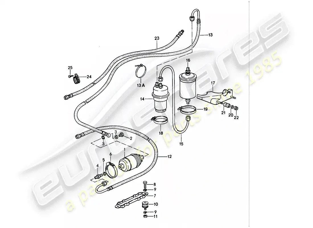 porsche 1987 (911) fuel system diagrama de piezas
