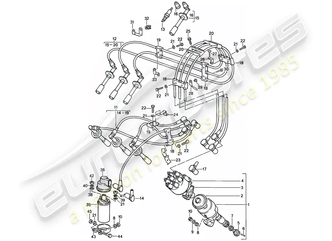 porsche 1989 (911) electricidad del motor 2 diagrama de piezas