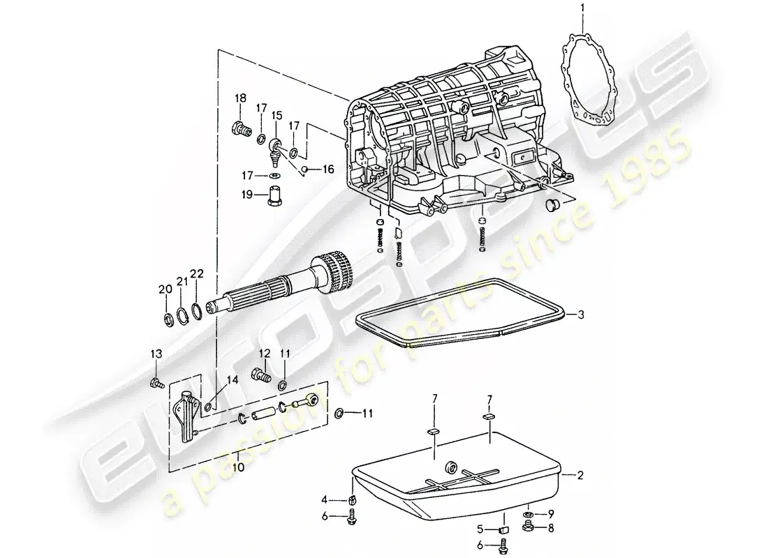 porsche 1994 (993) tiptronic - caja de transmisión - cárter de aceite diagrama de piezas