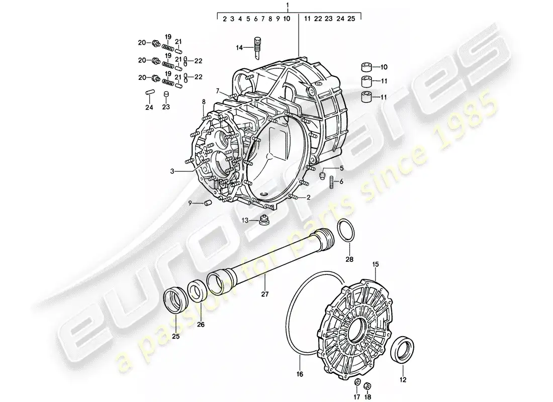porsche 1987 (911) transmisión de reemplazo - caja de transmisión diagrama de piezas