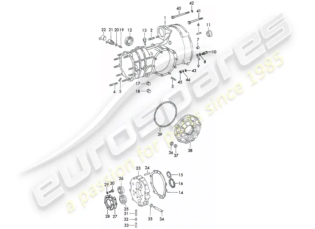 porsche 1971 (911) transmisión de repuesto - caja de la transmisión - fundición a presión - d >> - mj 1971 diagrama de piezas