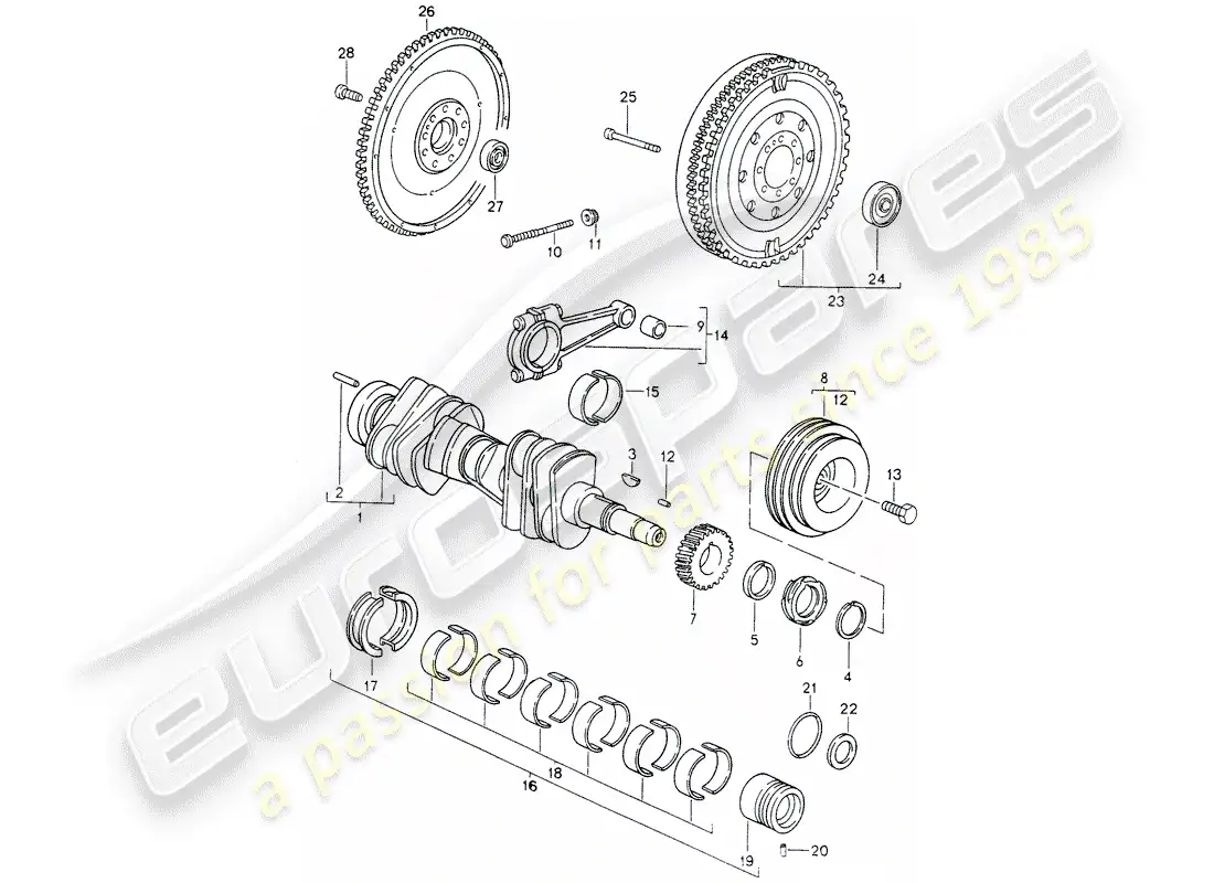 porsche 1996 (993) cigüeñal diagrama de piezas