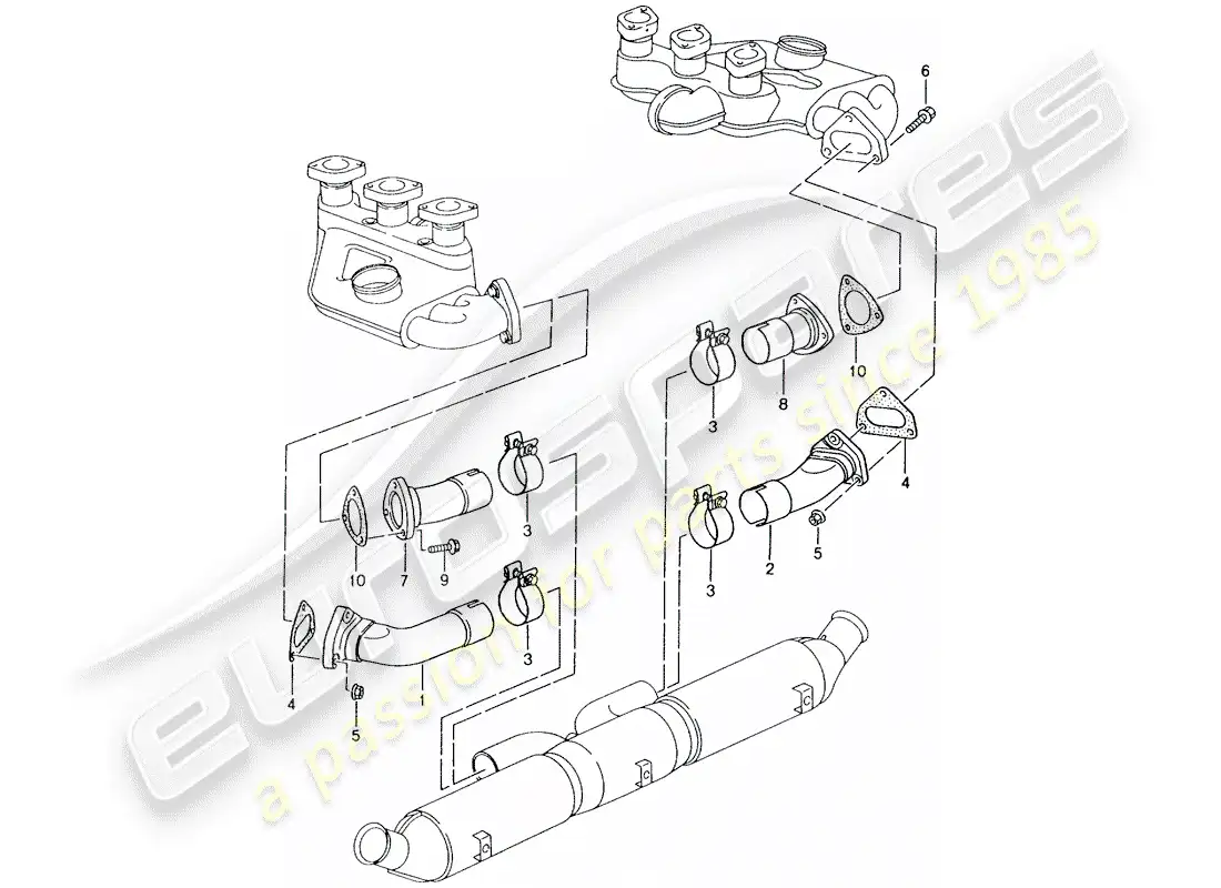 porsche 1996 (993) sistema de escape - kits de reparación - ver información técnica - grupo 2 - nr. 2/98 diagrama de piezas