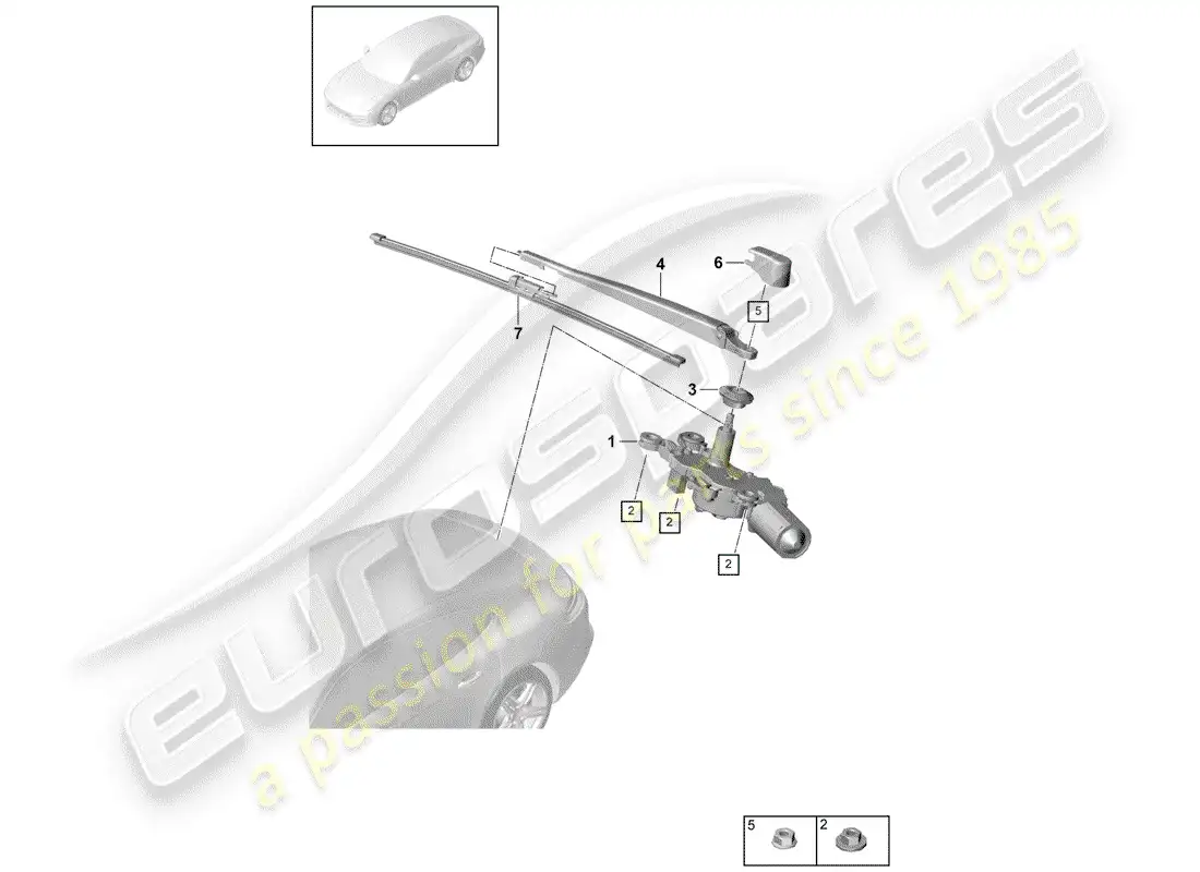porsche 2019 (panamera 971-1) sistema de limpiaparabrisas y arandela para diagrama de piezas