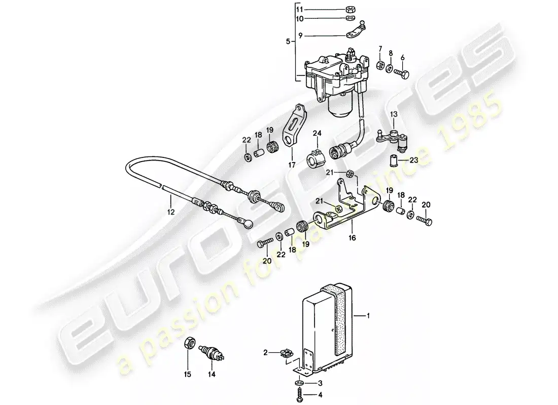 porsche 1982 (944) sistema de control de crucero diagrama de piezas