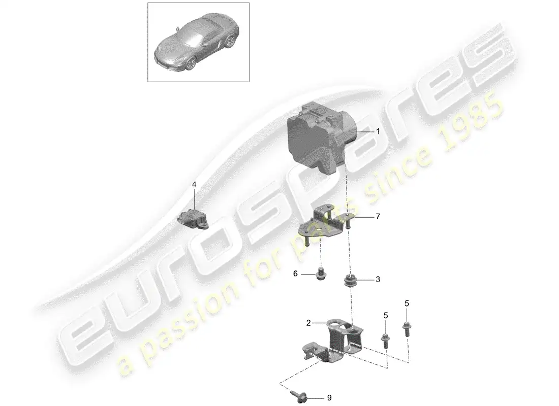 porsche 2013 (981 boxster) unidad hidraulica diagrama de piezas
