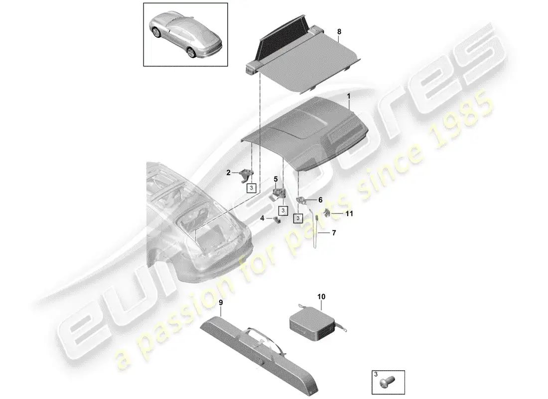porsche 2018 (panamera 971-1) cubrir diagrama de piezas