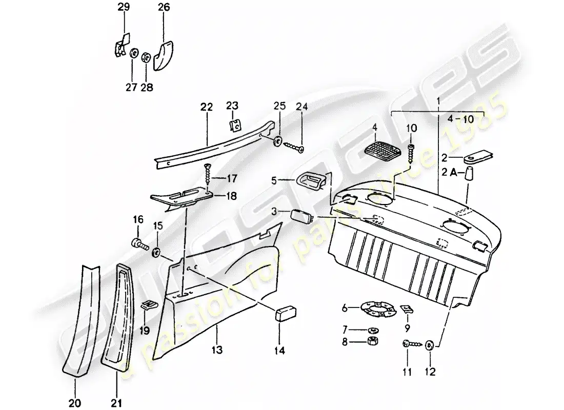 porsche 1989 (964) equipamiento interior diagrama de piezas