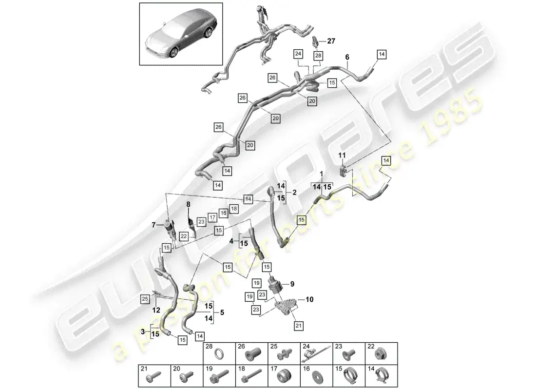 porsche 2020 (panamera 971-1) calentador diagrama de piezas