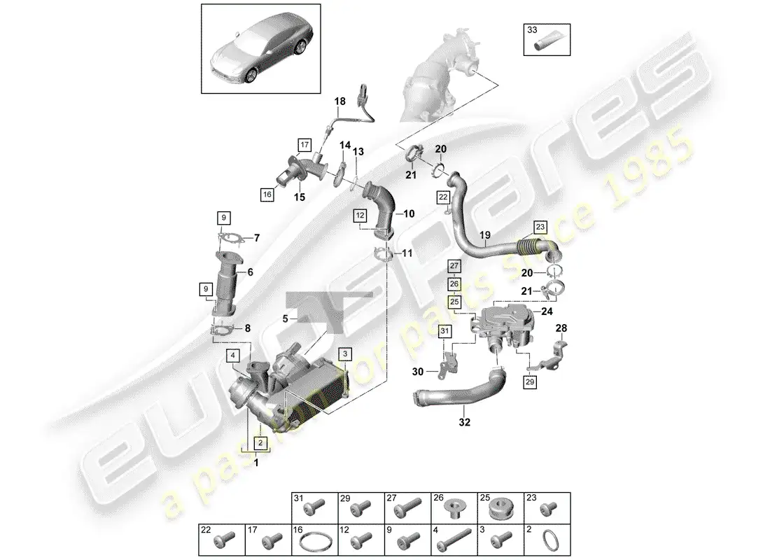 porsche 2020 (panamera 971-1) recirculación de escape diagrama de piezas