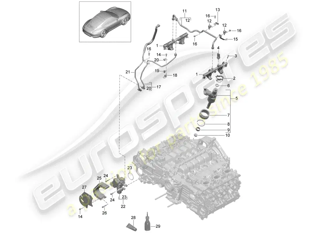 porsche 2013 (991-1) tubo de recogida de combustible diagrama de piezas