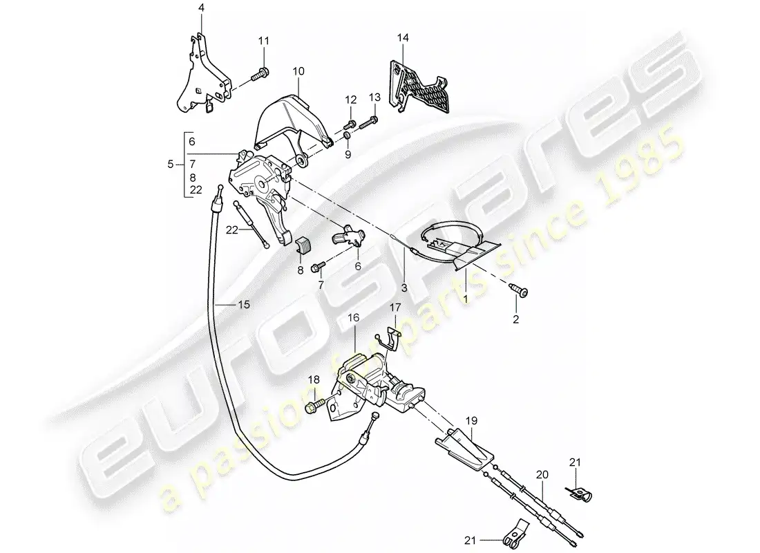porsche 2007 (cayenne e1 9pa) operador de pie. freno de mano diagrama de piezas